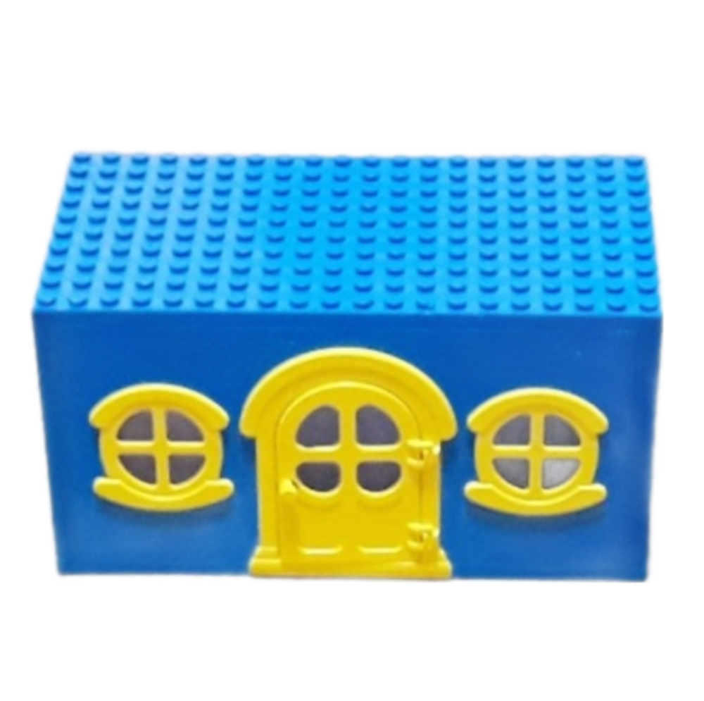 Vintage 1979 Lego Fabuland Blue House Block with Yellow Door and Windows